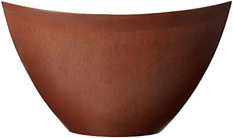 Arcadia Garden Products PSW Pot Collection YB41C Plastic/Stone/Wood Composite Curved Planter Pot – No Drainage Hole (Drillable), for Indoor and Outdoor Plants and Gardens, 16-inch, Chocolate