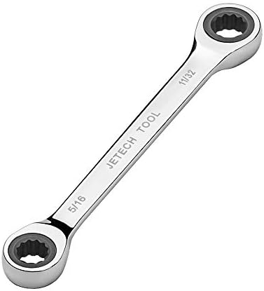 Jetech 5/16" x 11/32" Double Box End Ratcheting Wrench, SAE 72-Tooth Ratcheting Wrench, Forged Cr-V Steel, Heavy Duty for Automotive & Repairs