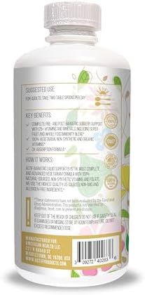 Actif Organic Bariatric Liquid Support With 25+ Organic Vitamins And Minerals For Bariatric Surgery, Advanced Formula, Non GMO, 32 Oz