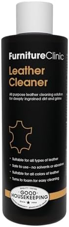 Furniture Clinic Large Leather Care Kit | Leather Cleaner + Conditioning Protection Cream for Furniture | Two 17oz Bottles + 1 Sponge & 1 Cloth | Restore Leather Couches, Car Seats, Jackets, & Boots