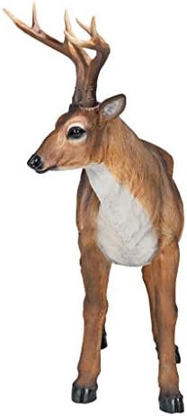 Design Toscano Big Rack Deer Buck Indoor/Outdoor Garden Decoy Animal Statue, 28 Inch Long, 24 Inch Tall, Cast Stone Resin, Brown Finish