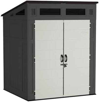 Suncast 6' x 5' Modernist Storage Shed, 200 Cu Ft, Lockable, Peppercorn