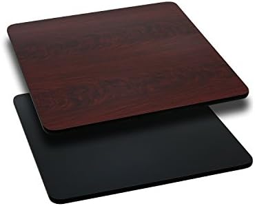 Flash Furniture 24" Square Reversible Table Top, Black/Mahogany | Reversible Laminate Top, Durable Construction, Commercial Use