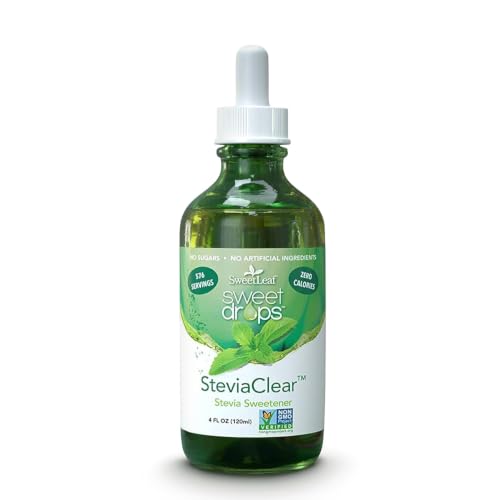 SweetLeaf Stevia Drops Liquid Sweetener, SteviaClear - 4 Fl Oz, Pack of 1 | Unflavored Sweet Drops, Organic Stevia Leaf Extract, Zero Calorie, No Erythritol, Sugar Substitute, With Dropper