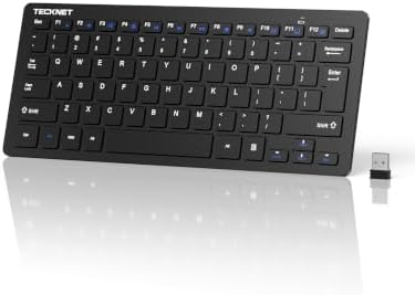 TECKNET 2.4G Wireless Keyboard - Mini Compact Keyboard with Media Hotkeys, 12-Month Battery Life, Compatible with PC, Desktop, Laptop, Smart TV - Black