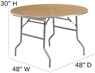 Flash Furniture 4 ft Metal Folding Round Banquet Table with Metal Edges | Durable Construction, Commercial Use