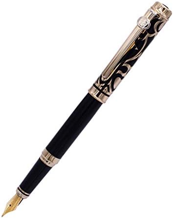 Duke Fude Nib Fountain Pen Medium to Broad Nature Mother Pearl on Cap with Pen Pouch sketching Art Drawing Signature Calligraphy Pen Case Set