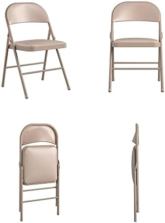COSCO Vinyl Folding Chair, 4 Pack, Black