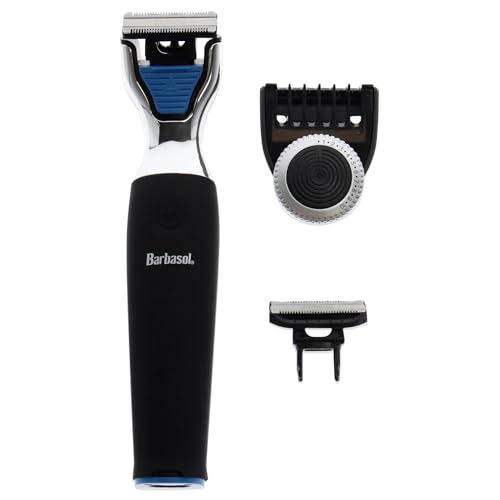 Barbasol Rechargeable Electric Wet and Dry Single Blade Shaver with Stainless Steel Blades and Adjustable Beard Trimmer Attachment