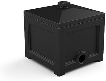 Mayne Fairfield Garden Hose Bin - Black - 17in L x 17in W x 18in H - Holds up to 100 ft. of standard garden hose (5858-B) | Concealed storage, Holds 100ft hose, Fade resistant, All-season, 15-year warranty
