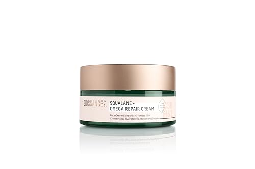 BIOSSANCE Squalane + Omega Repair Cream - Ultra-Moisturizing Face Cream - Skin Care with Hyaluronic Acid, Ceramides, Squalane - Ideal for Dry & Sensitive Skin, Intense Hydration Moisturizer