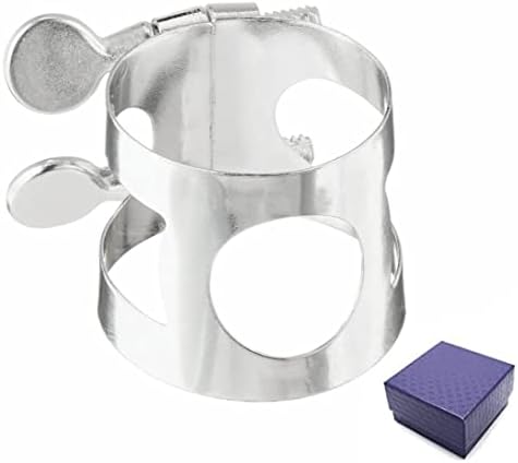 Jiayouy Alto Sax Mouthpiece Ligature Double Screws Ligature Silver Plated