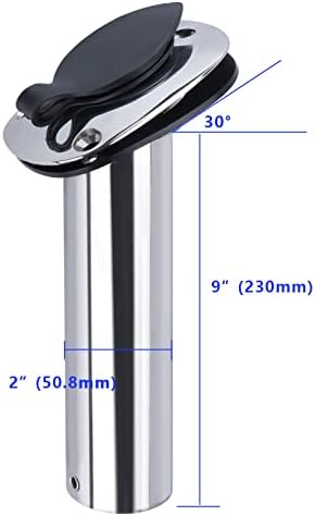 Hoffen 2Pcs Boat Stainless Steel Fishing Rod Holder Flush Mount 15/30/90 Degree with PVC Cap,Inner Tube and Gasket