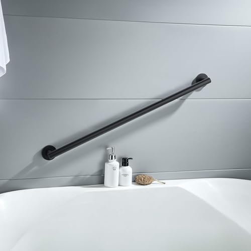 36 Inch Stainless Steel Bathroom Safety Grab Bar | Straight Shaped Grab Bar for Bathtubs and Showers, Shower Safety Grab Bars for Seniors, Wall Mounted Anti-Slip Support (Brushed Nickel, KGB1136)