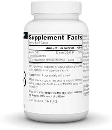 Source Naturals, Vitamin D-3, 50 mcg (2000 IU) - 200 Capsules | Bioactive Form for Bone & Immune Health