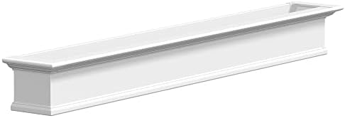 Mayne Yorkshire 60in Self-Watering Rectangular Window Box Planter, White | Self-watering, All season, Fade resistant, Customizable, Mounting brackets included, Built-in overflow, 15-year warranty
