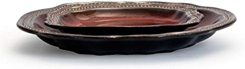 Elama Regency 16 Piece Stoneware Dinnerware Set in Red