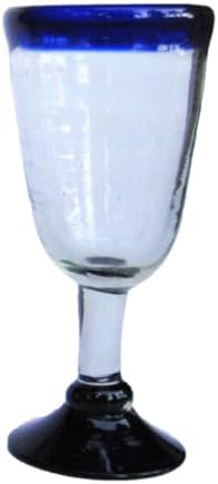 Cobalt Blue Rim 13 oz Wine Glasses (set of 6), Recycled Glass, Lead-free, Toxin-Free (13oz Wine)