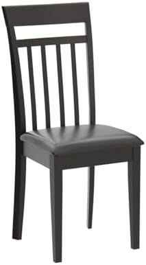 East West Furniture CAC-MAH-LC Capri Kitchen Dining Chairs - Faux Leather Upholstered Solid Wood Chairs, Set of 2, Mahogany
