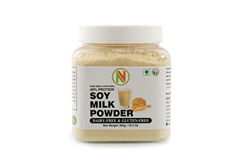 NatureVit Soya Milk Powder, 300g [Vegan, Non-GMO & 49% Protein & Sugar Free]