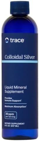 Trace Minerals Colloidal Silver Liquid Supplement, 16 oz | 30 PPM bio-active hydrosol, 99% pure silver, no additives or preservatives, distilled water base, super-oxygenated