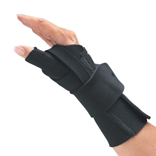 Comfort Cool Wrist Brace with Thumb Support - CMC Restriction Splint for Arthritis & Tendinitis Relief - Black, Right Hand, Medium (7 to 8 inches)