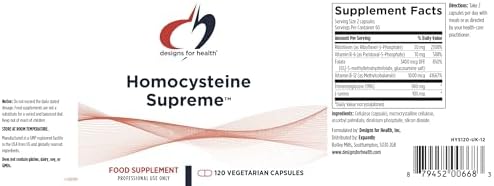 Designs for Health Homocysteine Supreme - Methylated B Vitamins with Riboflavin, B6, B12, Folate, L-Serine & TMG for Brain Support & Heart Health - Methylated Multivitamin (60 Capsules)