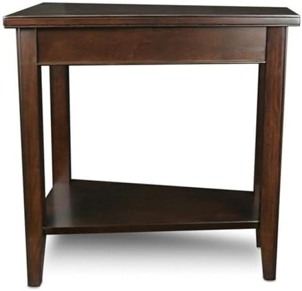 BOWERY HILL Transitional Wood Wedge End Table, 24 x 10 x 24 in, Hardwood, Chocolate Cherry Finish, Compact Design with High Display Shelf