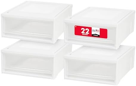 IRIS USA Shallow Box Chest Drawer, White 129770