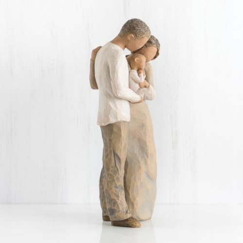 Willow Tree We are Three, Sculpted Hand-Painted Figure, Darker Skin | Cast from a Susan Lordi Original Carving, Celebrates Close Bonds, Meaningful Relationships, Thoughtful Keepsake Gift Idea