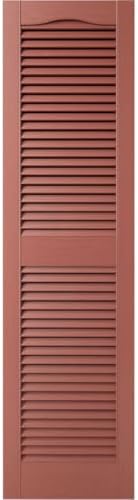 Ekena Millwork 14.5 in. W x 48 in. H Builders Edge, Standard Cathedral Top Center Mullion, Open Louver Shutters, Includes Matching Installation Spikes (Per Pair), 002 - Black