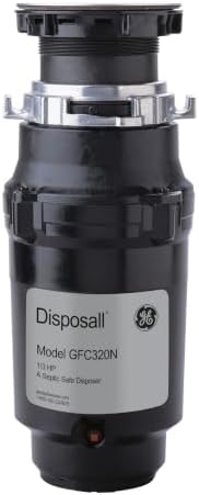 GE Disposall Continuous Feed 1/3 Horsepower Motor Garbage Disposer, Good for Grinding: Cooked Pasta & Fruit Peels, Easy Install Kit & Power Cord Included, Recommended for 1-2 Person Homes, GFC325N | Continuous Feed, Jam Resistant Technology, Quiet Motor,…