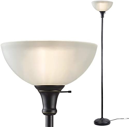 LIGHTACCENTS Bronze Floor Lamp, 72'' Torchiere with Glass Shade, Modern Floor Lamp for Living Room, Bedrooms, Office