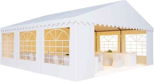AMERICAN PHOENIX Party Tent 20x20 ft Heavy Duty Canopy Shelter for Wedding Event Fair with Fire Retardant Roof with Sidewalls and Windows White (20x20 - PE)