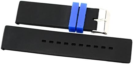 22MM Black Blue Rubber Sport Diver Waterproof Watch Band Strap FIT Invicta