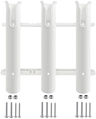 ISURE MARINE Fishing Rod Holder Bracket Wall Mounted Boat Side Mount Tool Holder Tube Links with Screws 2/3/4/6 Pole Tube (White/Black)