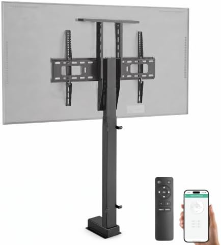 ynVISION.DESIGN Motorized TV Lift Mount for 37"-77" TV's | Vertical Lift Motor TV Stand with RF Remote and Smart Phone Control via WiFi