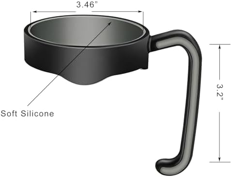 Tumbler Handle for 20 oz Yeti Rambler Cooler Cup, Rtic Mug, Sic, Ozark Trail Grip and more (20 Oz, Black)