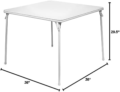38" Square Folding Card Table - Portable, Easy-to-Store, Vinyl Upholstered, Sturdy Steel, Wheelchair Accessible - Beige