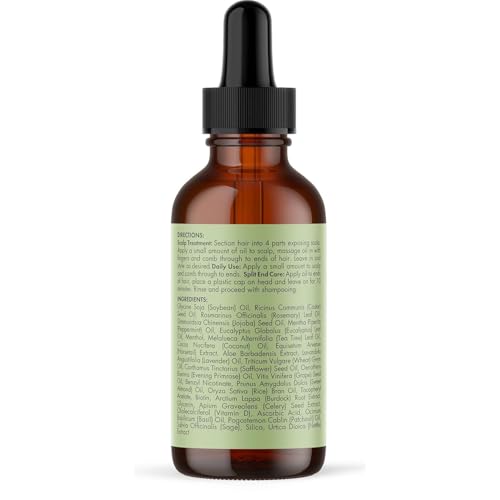Mielle Organics Rosemary & Mint Hair Oil - Strengthening Biotin Oil Infused Frizzy & Damaged Hair Care - Split Ends & Dry Scalp Treatment to Support