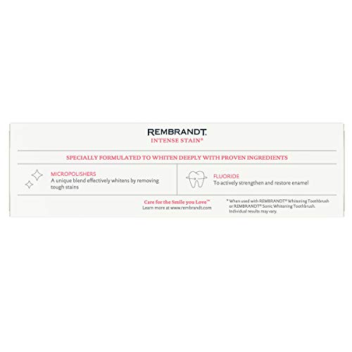 REMBRANDT Intense Stain Whitening Toothpaste With Fluoride, Removes Tough Stains, Rehardens And Strengthens Enamel, 3.5 Ounce - (Pack of 2)