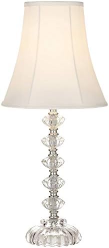 Bohemian 21" High Table Lamp Glass Stacked Traditional Modern Colored | Orchid Pink Chic Multi Kids Girls Living Room Bedroom Bedside House Nightstand Office Home Family Bell Shade