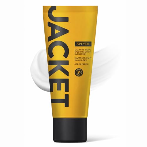 JACKET Sunscreen SPF 50+ | Mineral Sunscreen with Vitamin C | Water Resistant 80 Min, Natural