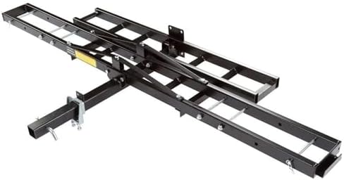 Black Widow Steel Motorcycle Carrier with Ramp for 2-Inch Receiver, 500 lb Capacity - Hitch-Mounted Dirt Bike and Scooter Hauler with Grit-Coated Track and Anti-Rattle Device for SUVs and Trucks
