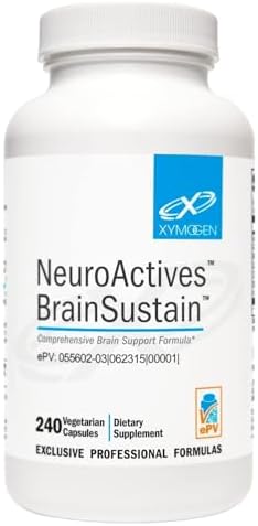 XYMOGEN NeuroActives BrainSustain - Brain Health Support with Phosphatidylserine & CoQ10 - Vegetarian, Gluten-Free & Non-GMO - 240 Capsules