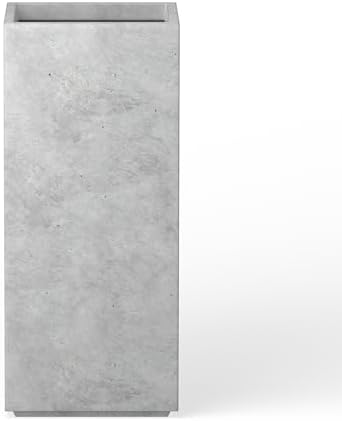 Kante Accent Column Square Pale Gray Concrete Planter 23.6" H, Outdoor