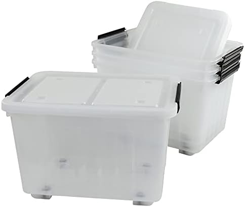 30L Plastic Storage Bin with Lid, Stackable Clear Container