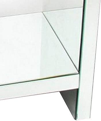 Benjara 26" Beveled Mirror Chest with 1 Drawer- Silver