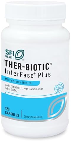 Klaire Labs SFI Health Ther-Biotic Interfase Plus, 120 Capsules | Anti Biofilm Enzymes with EDTA to Support Gut Flora, Toxin Cleanse & Full Body Detox, Promote Biofilm Matrix Disruption