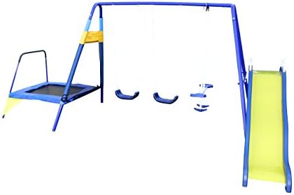 Sportspower Almansor Metal Swing, Slide and Trampoline Set with Slide